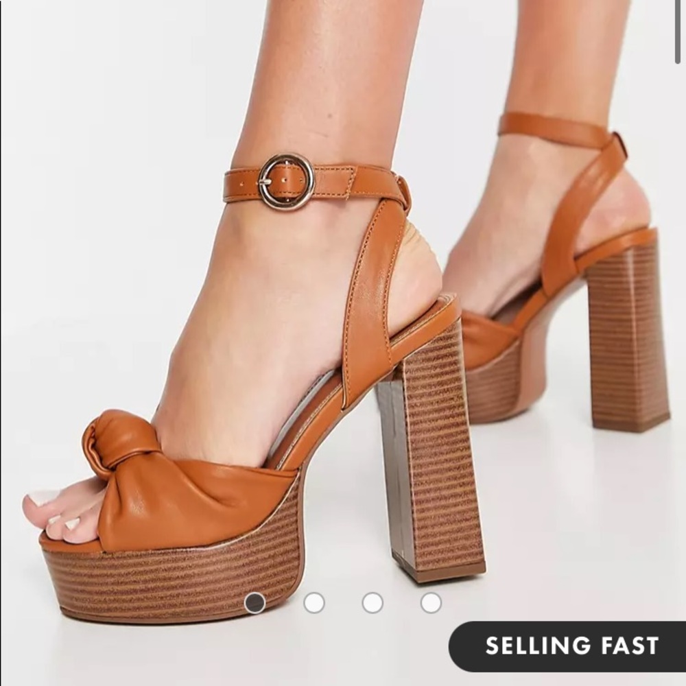 ASOS DESIGN Neptune platform high heeled sandals in tan size 9